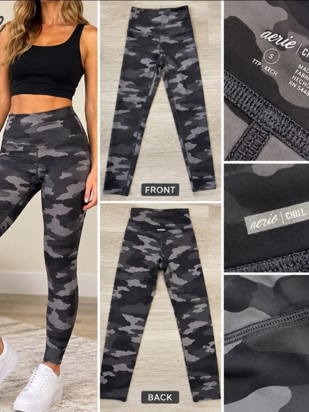 aerie Camo High-Rise Leggings - Black & Gray